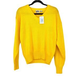 Vintage 90s Toffee V-Neck Pullover Sweater Womens Size Small Yellow